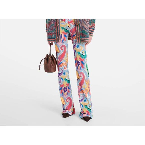 NEW ETRO paisley printed flared pants in multicolor